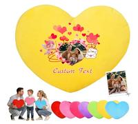 DRAJOIN Custom Valentine Pillow with Photo Text, Custom Heart Pillow with Insert as Personalised Valentine Gifts for Men Women on Valentines Day Anniversary Birthday, 5.8 inch to 23.6 inch