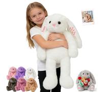 DRAJOIN Personalised Big Bunny Stuffed Animal for Baby, 16 inch to 26 inch Custom Giant Easter Bunny Plush Toys with Text Photo Rabbit Plush as Personalised Gifts for Adults Kids First Easter Gifts