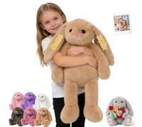 DRAJOIN Personalised Big Bunny Stuffed Animal for Baby, 16 inch to 26 inch Custom Giant Easter Bunny Plush Toys with Text Photo Rabbit Plush as Personalised Gifts for Adults Kids First Easter Gifts