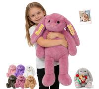 DRAJOIN Personalised Big Bunny Stuffed Animal for Baby, 16 inch to 26 inch Custom Giant Easter Bunny Plush Toys with Text Photo Rabbit Plush as Personalised Gifts for Adults Kids First Easter Gifts