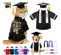 DRAJOIN Personalised Cat Graduation Cap and Gown, Adjustable Custom Pet Costume with Tassel for Small Medium Large Dogs Puppy Cats Graduation Ceremony Party Photo Props