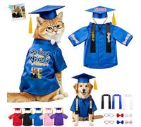 DRAJOIN Personalised Cat Graduation Cap and Gown, Adjustable Custom Pet Costume with Tassel for Small Medium Large Dogs Puppy Cats Graduation Ceremony Party Photo Props