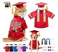 DRAJOIN Personalised Cat Graduation Cap and Gown, Adjustable Custom Pet Costume with Tassel for Small Medium Large Dogs Puppy Cats Graduation Ceremony Party Photo Props