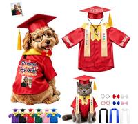 DRAJOIN Personalised Dog Graduation Cap and Gown, Adjustable Custom Pet Costume with Tassel for Small Medium Large Dogs Puppy Cats Graduation Ceremony Party Photo Props