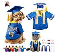 DRAJOIN Personalised Dog Graduation Cap and Gown, Adjustable Custom Pet Costume with Tassel for Small Medium Large Dogs Puppy Cats Graduation Ceremony Party Photo Props