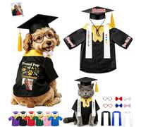 DRAJOIN Personalised Dog Graduation Cap and Gown, Adjustable Custom Pet Costume with Tassel for Small Medium Large Dogs Puppy Cats Graduation Ceremony Party Photo Props