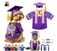 DRAJOIN Personalised Dog Graduation Cap and Gown, Adjustable Custom Pet Costume with Tassel for Small Medium Large Dogs Puppy Cats Graduation Ceremony Party Photo Props