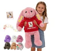 DRAJOIN Personalised Giant Stuffed Bunny Plush with Text Photo, 16 inch to 26 inch Custom Big Easter Bunny Stuffed Animal for Baby Kids Adults Long Ear Rabbit Plush as Personalised First Easter Gifts