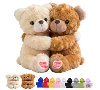 DRAJOIN Personalised Hugging Teddy Bears with Text Photo, Custom Teddy Bear I Love You Hug Bear Stuffed Animal as Personalised Gifts for Him Her on Valentines' Day Christmas Birthday 2Pcs, 10inch