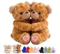 DRAJOIN Personalised Hugging Teddy Bears with Text Photo, Custom Teddy Bear I Love You Hug Bear Stuffed Animal as Personalised Gifts for Him Her on Valentines' Day Christmas Birthday 2Pcs, 9inch