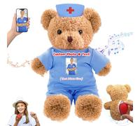 DRAJOIN Personalised Nurse Gift Doctor Gift Personalised Teddy Bear with Text Photo, Teddy Bear Stuffed Animal for Doctor Nurse Medical Student Graduation Gifts, 12 inch