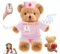 DRAJOIN Personalised Nurse Gift Doctor Gift Personalised Teddy Bear with Text Photo, Teddy Bear Stuffed Animal for Doctor Nurse Medical Student Graduation Gifts, 12 inch