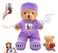 DRAJOIN Personalised Nurse Gift Doctor Gift Personalised Teddy Bear with Text Photo, Teddy Bear Stuffed Animal for Doctor Nurse Medical Student Graduation Gifts, 12 inch