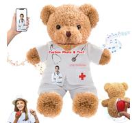 DRAJOIN Personalised Nurse Gift Doctor Gift Personalised Teddy Bear with Text Photo, Teddy Bear Stuffed Animal for Doctor Nurse Medical Student Graduation Gifts, 12 inch