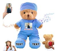 DRAJOIN Personalised Nurse Gift Doctor Gift Personalised Teddy Bear with Text Photo, Teddy Bear Stuffed Animal for Doctor Nurse Medical Student Graduation Gifts, 12 inch