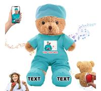 DRAJOIN Personalised Nurse Gift Doctor Gift Personalised Teddy Bear with Text Photo, Teddy Bear Stuffed Animal for Doctor Nurse Medical Student Graduation Gifts, 10 inch