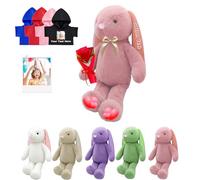 DRAJOIN Personalised Stuffed Bunny Plush Toys, Custom Stuffed Rabbit Plush with Photo Name as Personalised Long Ear Bunny for Baby Gift, Birthday Gifts for Her Him, 12 inch