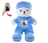 DRAJOIN Personalised Teddy Bear with Text Photo, Teddy Bear Stuffed Animal as Nurse Doctor Gifts for Men Women, Personalised Gift for Doctor Nurse Medical Student Graduation Gifts, 12 inch