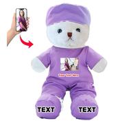 DRAJOIN Personalised Teddy Bear with Text Photo, Teddy Bear Stuffed Animal as Nurse Doctor Gifts for Men Women, Personalised Gift for Doctor Nurse Medical Student Graduation Gifts, 12 inch
