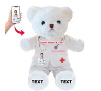 DRAJOIN Personalised Teddy Bear with Text Photo, Teddy Bear Stuffed Animal as Nurse Doctor Gifts for Men Women, Personalised Gift for Doctor Nurse Medical Student Graduation Gifts, 12 inch
