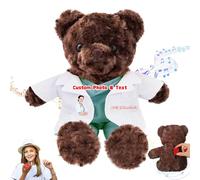 DRAJOIN Personalised Teddy Bear with Text Photo, Teddy Bear Stuffed Animal as Nurse Gift Doctor Gift for Women Men, Personalised Gifts for Doctor Nurse Medical Student Graduation Day, 10 inch