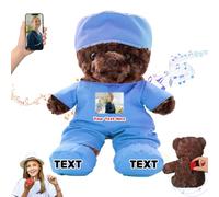DRAJOIN Personalised Teddy Bear with Text Photo, Teddy Bear Stuffed Animal as Nurse Gift Doctor Gift for Women Men, Personalised Gifts for Doctor Nurse Medical Student Graduation Day, 8 inch