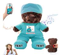 DRAJOIN Personalised Teddy Bear with Text Photo, Teddy Bear Stuffed Animal as Nurse Gift Doctor Gift for Women Men, Personalised Gifts for Doctor Nurse Medical Student Graduation Day, 10 inch
