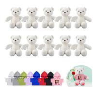 DRAJOIN Personalised Teddy Bears Bulk 10 Pcs 10 inch, Custom Bulk Teddy Bears Small Stuffed Animal with Text Photo as Personalised Gifts for Valentine Back to School Gifts Class Gift from Teacher