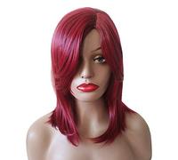 Drak Wine Red/Brown Two Color Choice Middle Length Daily Women Synthetic Wig Heat Resistant with Bang