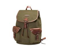 DRAKENSBERG Backpack 'Henrietta' - classy hiking and leisure daypack in retro vintage design, 13" laptop compartment, ladies, men, sustainably handmade, 20L, canvas, leather, olive-green, DR00139