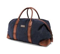 DRAKENSBERG Weekender 'David' (L) - Large Travel Duffle, Holdall and Gym Bag in Vintage Retro Design, Large, Ladies, Men, sustainably Handmade, Canvas, Leather, 60L, Navy-Blue, DR00156