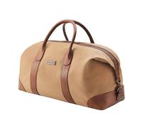 DRAKENSBERG Weekender 'David' (L) - Large Travel Duffle, Holdall and Gym Bag in Vintage Retro Design, Large, Ladies, Men, sustainably Handmade, Canvas, Leather, 60L, Khaki-Beige, DR00116