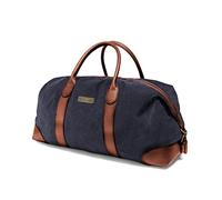 DRAKENSBERG Weekender 'David' - Vintage Travel Bag Men Women Canvas with Leather Expandable 45-60L, Navy-Blue-M, M, Retro