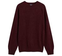 Drake's Men's Brushed Shetland Crew Neck Jumper Burgundy