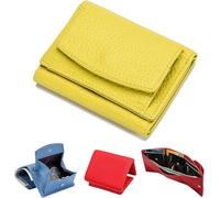 Drakonas Preliminary Portfolio with Coin Pocket 2024 Genuine Leather with RFID Blocking Card Holder for Pocket Foldable Mini Portfolio for Women Anti-Fraud Cards, yellow, Fashionable