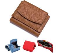 Drakonas Preliminary Portfolio with Coin Pocket 2024 Genuine Leather with RFID Blocking Card Holder for Pocket Foldable Mini Portfolio for Women Anti-Fraud Cards, brown, Fashionable