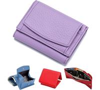 Drakonas Preliminary Wallet with Coin Pocket 2024 Genuine Leather RFID Blocking Card Holder Organizer Pocket Mini Wallet for Women Credit Card Fraud Foldable Mini Wallet, light purple, Fashionable