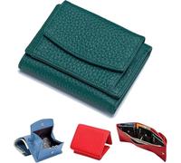 Drakonas Preliminary Wallet with Coin Pocket 2024 Genuine Leather RFID Blocking Card Holder Organizer Pocket Mini Wallet for Women Credit Card Fraud Foldable Mini Wallet, Green, Fashionable