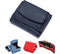 Drakonas Preliminary Wallet with Coin Pocket 2024 Genuine Leather RFID Blocking Card Holder Organizer Pocket Mini Wallet for Women Credit Card Fraud Foldable Mini Wallet, darkblue, Fashionable