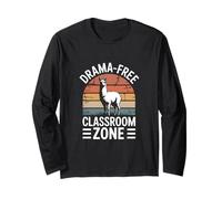 Drama-Free Classroom Zone Llama Retro Long Sleeve T-Shirt