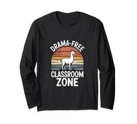 Drama-Free Classroom Zone Llama Retro Long Sleeve T-Shirt
