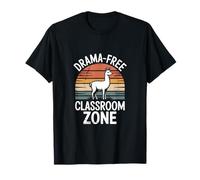 Drama-Free Classroom Zone Llama Retro T-Shirt