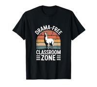Drama-Free Classroom Zone Llama Retro T-Shirt