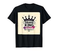 Drama King But Worth It Crown Graphic Tee T-Shirt, Men, Black, 4XL