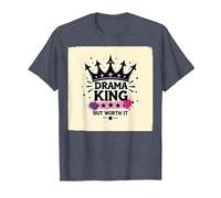 Drama King But Worth It Crown Graphic Tee T-Shirt, Men, Heather Blue, S