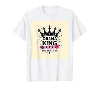 Drama King But Worth It Crown Graphic Tee T-Shirt, Men, White, 5XL