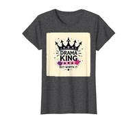 Drama King But Worth It Crown Graphic Tee T-Shirt, Women, Dark Heather Grey, XL