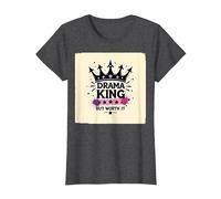 Drama King But Worth It Crown Graphic Tee T-Shirt, Women, Dark Heather Grey, XS