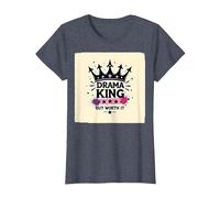Drama King But Worth It Crown Graphic Tee T-Shirt, Women, Heather Blue, XS