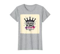 Drama King But Worth It Crown Graphic Tee T-Shirt, Women, Heather Grey, XL